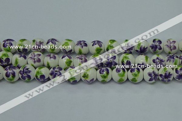 CPB625 15.5 inches 14mm round Painted porcelain beads