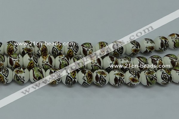 CPB641 15.5 inches 6mm round Painted porcelain beads