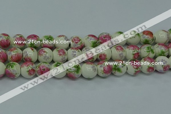 CPB651 15.5 inches 6mm round Painted porcelain beads