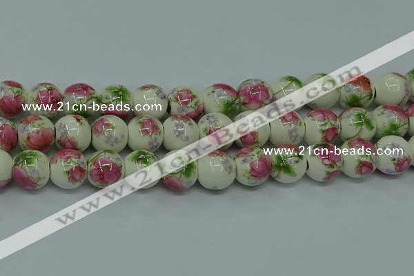 CPB653 15.5 inches 10mm round Painted porcelain beads