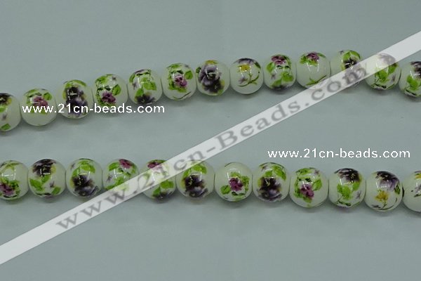 CPB663 15.5 inches 10mm round Painted porcelain beads