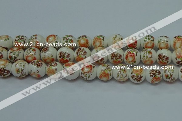 CPB671 15.5 inches 6mm round Painted porcelain beads