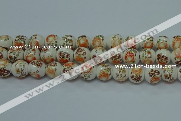 CPB672 15.5 inches 8mm round Painted porcelain beads