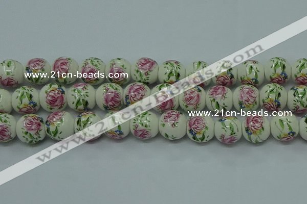 CPB681 15.5 inches 6mm round Painted porcelain beads