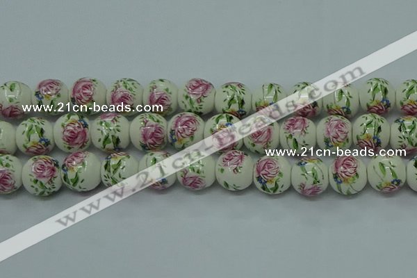 CPB685 15.5 inches 14mm round Painted porcelain beads
