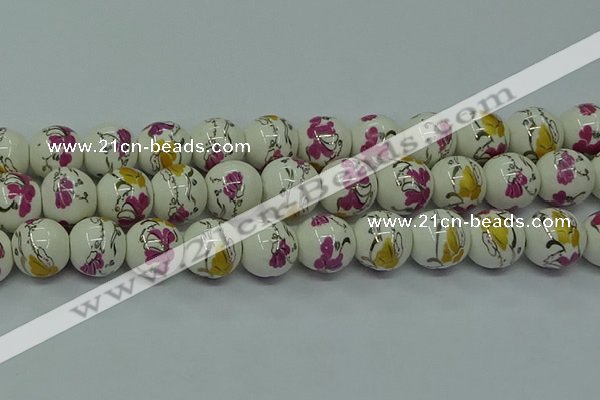 CPB691 15.5 inches 6mm round Painted porcelain beads