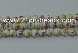 CPB695 15.5 inches 14mm round Painted porcelain beads