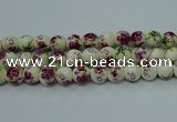 CPB702 15.5 inches 8mm round Painted porcelain beads