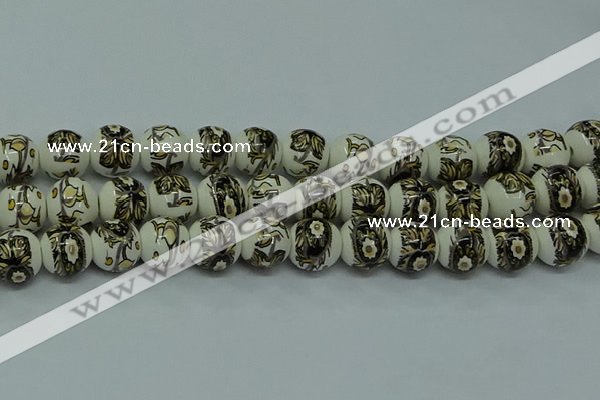 CPB713 15.5 inches 10mm round Painted porcelain beads