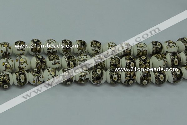 CPB714 15.5 inches 12mm round Painted porcelain beads