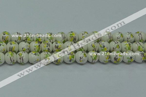 CPB721 15.5 inches 6mm round Painted porcelain beads