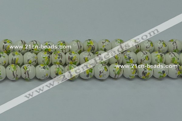 CPB725 15.5 inches 14mm round Painted porcelain beads