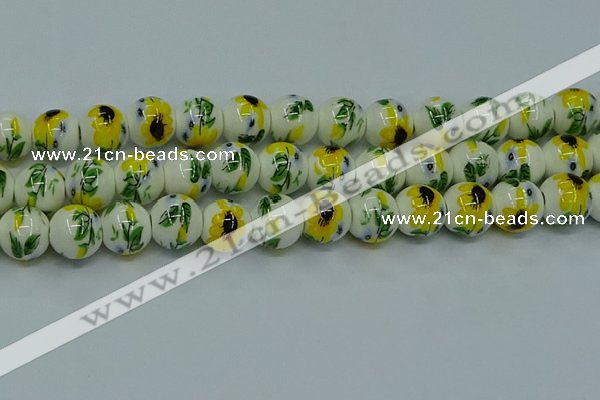 CPB732 15.5 inches 8mm round Painted porcelain beads