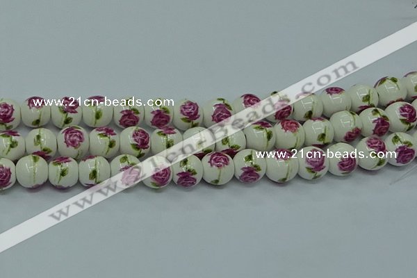 CPB741 15.5 inches 6mm round Painted porcelain beads