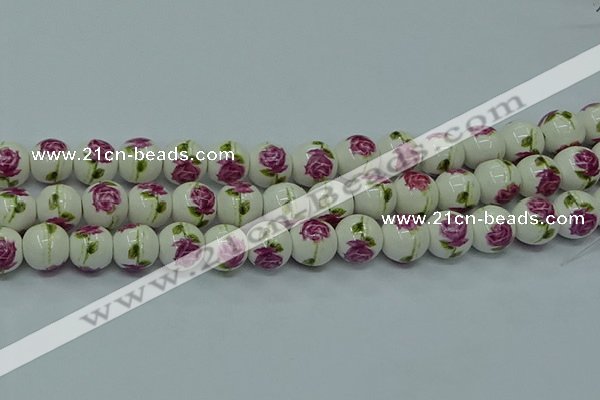 CPB742 15.5 inches 8mm round Painted porcelain beads