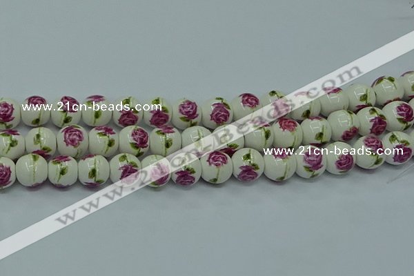 CPB745 15.5 inches 14mm round Painted porcelain beads