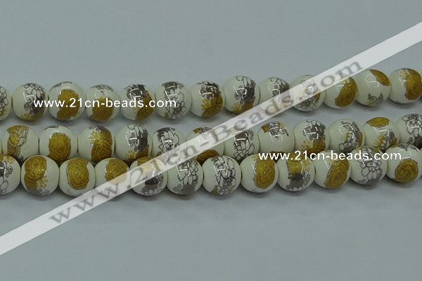 CPB751 15.5 inches 6mm round Painted porcelain beads