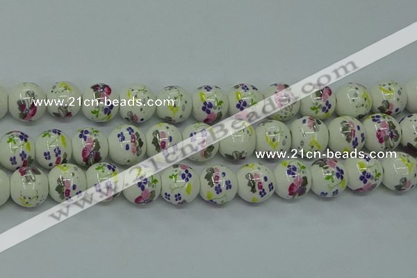 CPB771 15.5 inches 6mm round Painted porcelain beads