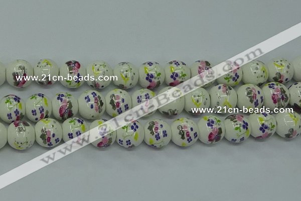 CPB772 15.5 inches 8mm round Painted porcelain beads