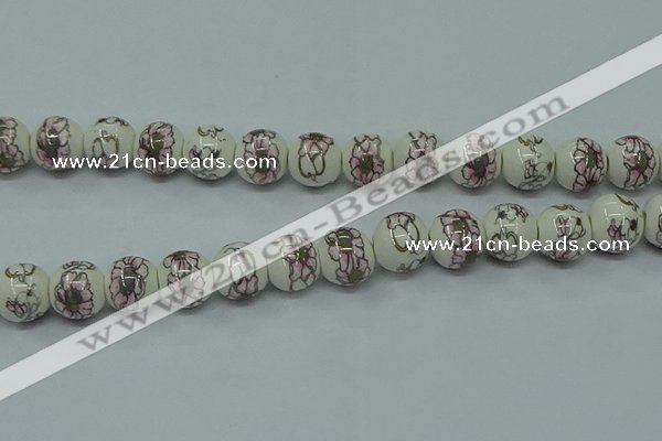 CPB791 15.5 inches 6mm round Painted porcelain beads