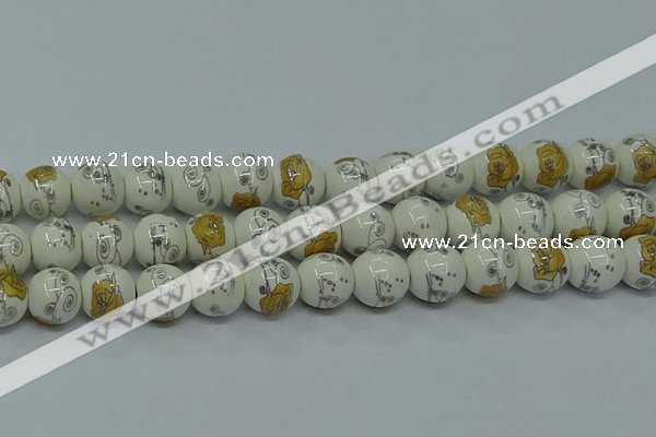 CPB801 15.5 inches 6mm round Painted porcelain beads