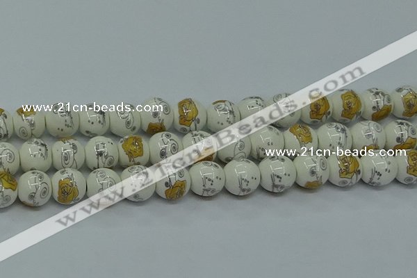 CPB802 15.5 inches 8mm round Painted porcelain beads