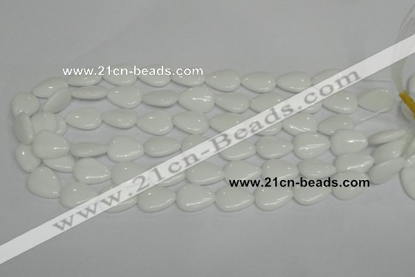 CPB91 15.5 inches 15*20mm flat teardrop white porcelain beads wholesale