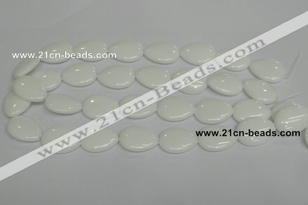 CPB92 15.5 inches 18*25mm flat teardrop white porcelain beads wholesale