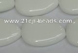 CPB93 15.5 inches 20*30mm flat teardrop white porcelain beads wholesale