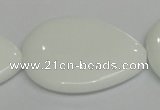 CPB94 15.5 inches 30*40mm flat teardrop white porcelain beads wholesale