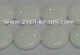 CPB98 15.5 inches 18mm flat round white porcelain beads wholesale