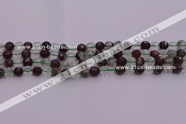 CPC10 15.5 inches 6mm faceted round green phantom quartz beads