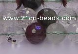 CPC12 15.5 inches 10mm faceted round green phantom quartz beads