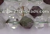 CPC18 15.5 inches 12mm faceted nuggets green phantom quartz beads