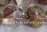 CPC656 15.5 inches 16mm round yellow phantom quartz beads