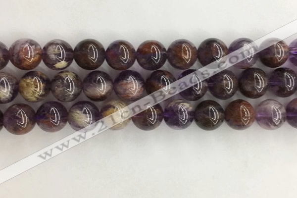 CPC663 15.5 inches 12mm round purple phantom quartz beads