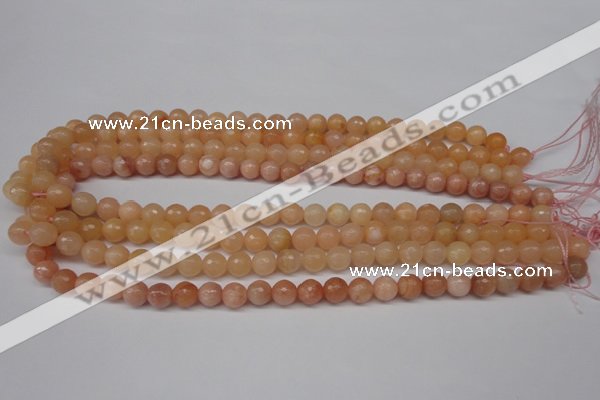 CPE12 15.5 inches 8mm faceted round peach stone beads wholesale