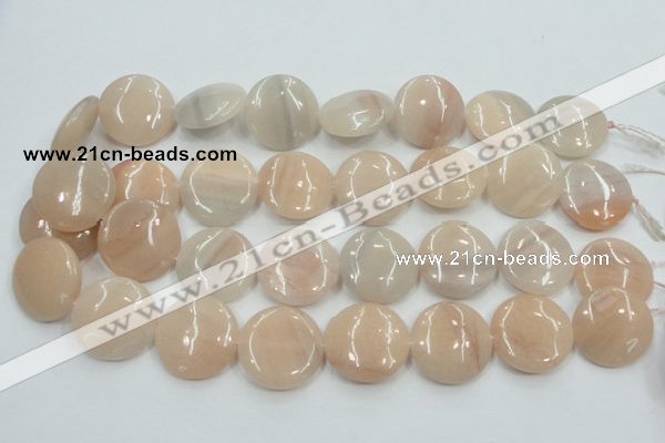 CPI10 15.5 inches 25mm flat round pink aventurine jade beads wholesale