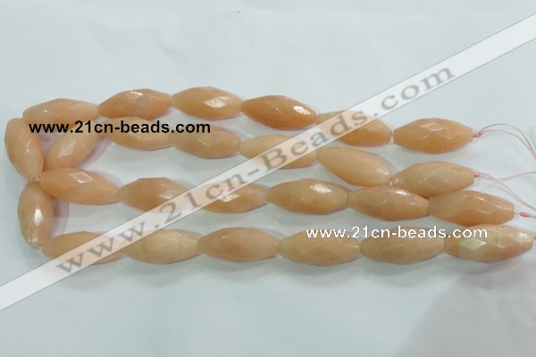 CPI100 15.5 inches 13*30mm faceted rice pink aventurine jade beads