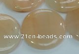 CPI103 15.5 inches 30mm flat round pink aventurine jade beads