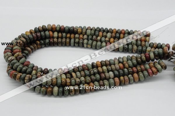 CPJ01 15.5 inches 5*10mm rondelle picasso jasper beads wholesale