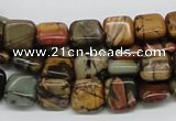 CPJ05 15.5 inches 10*10mm square picasso jasper beads wholesale