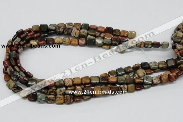 CPJ05 15.5 inches 10*10mm square picasso jasper beads wholesale