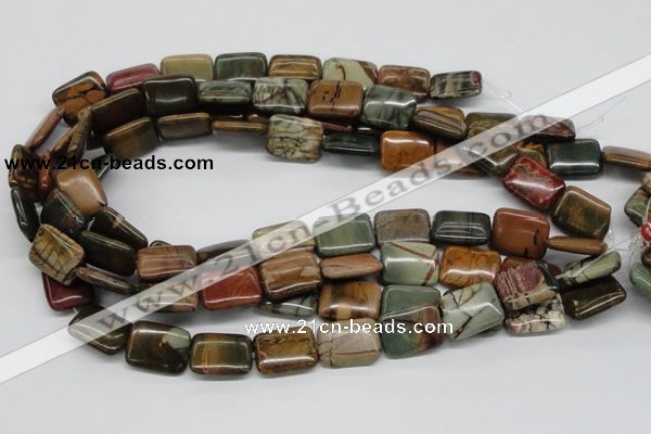 CPJ11 15.5 inches 15*20mm rectangle picasso jasper beads wholesale