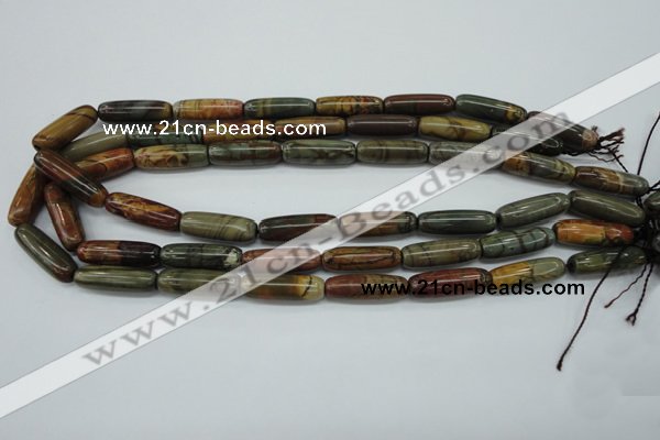 CPJ160 15.5 inches 8*25mm cylinder picasso jasper gemstone beads