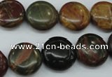 CPJ163 15.5 inches 16mm flat round picasso jasper gemstone beads