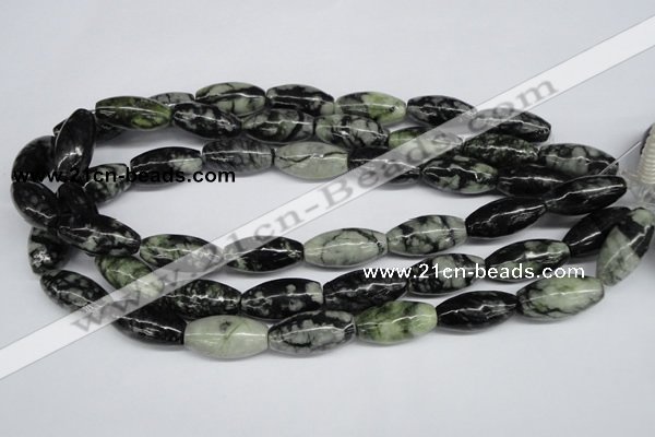 CPJ211 15.5 inches 12*24mm rice green picasso jasper beads