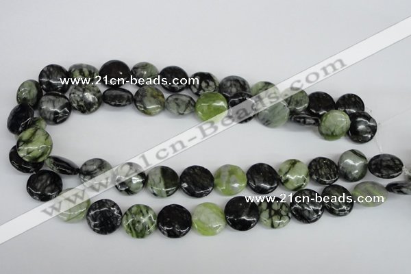 CPJ214 15.5 inches 16mm flat round green picasso jasper beads