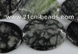 CPJ220 15.5 inches 22*30mm oval green picasso jasper beads