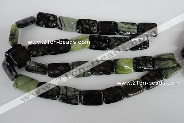 CPJ233 15.5 inches 18*25mm rectangle green picasso jasper beads